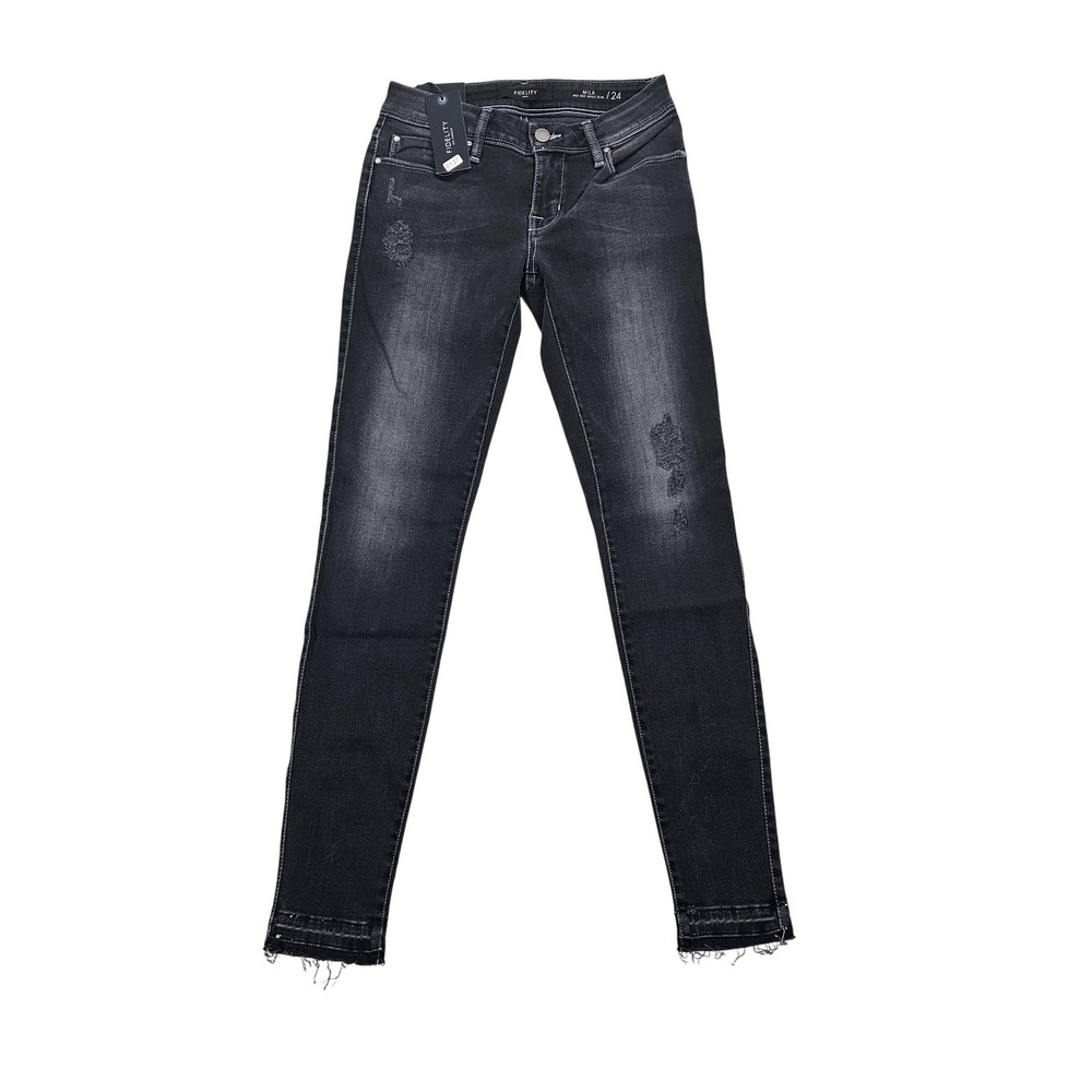 Fidelity Mila‎ Jeans Womens 24 Black Mid Rise Ankle Slim Stretch Performance